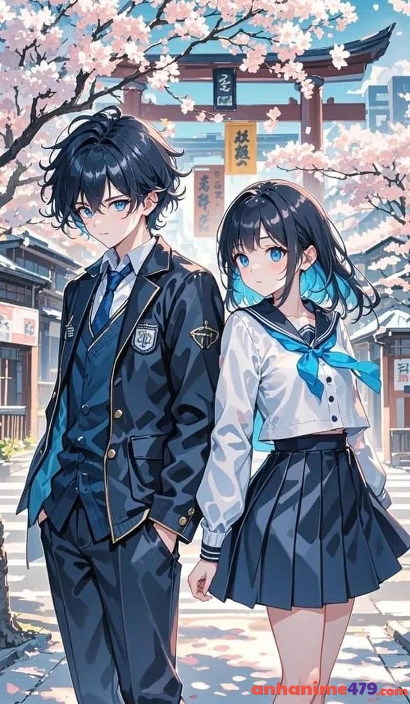 anime school couple
