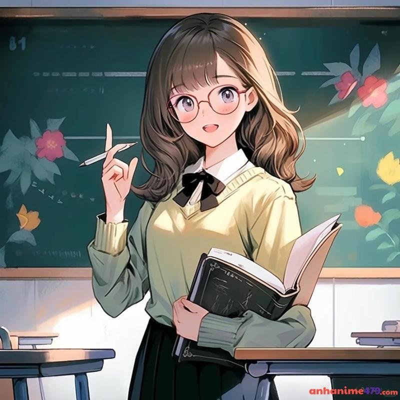 cô giáo anime đeo kính
