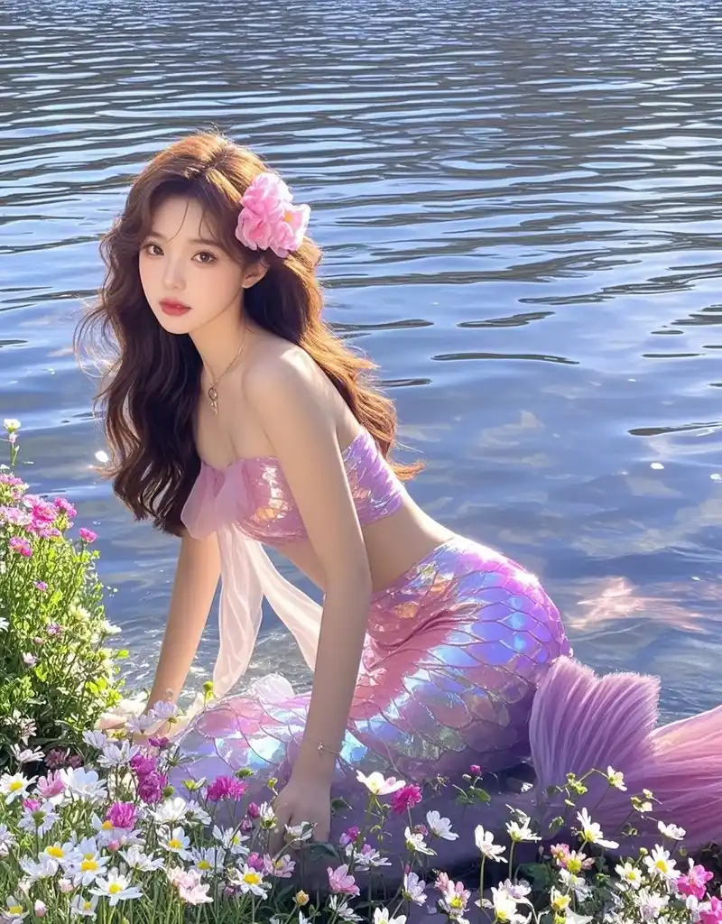 cosplay nàng tiên cá biển xanh trong