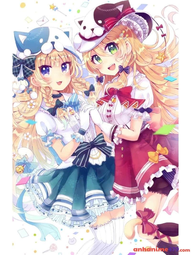 đôi bạn thân anime cười tươi