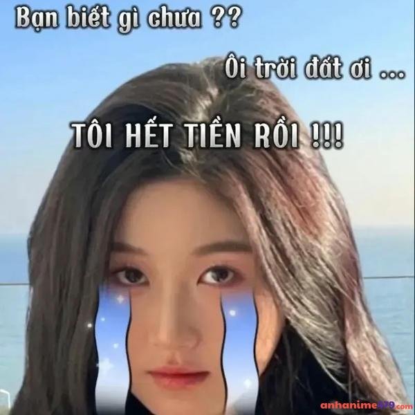 hết tiền meme cô gái