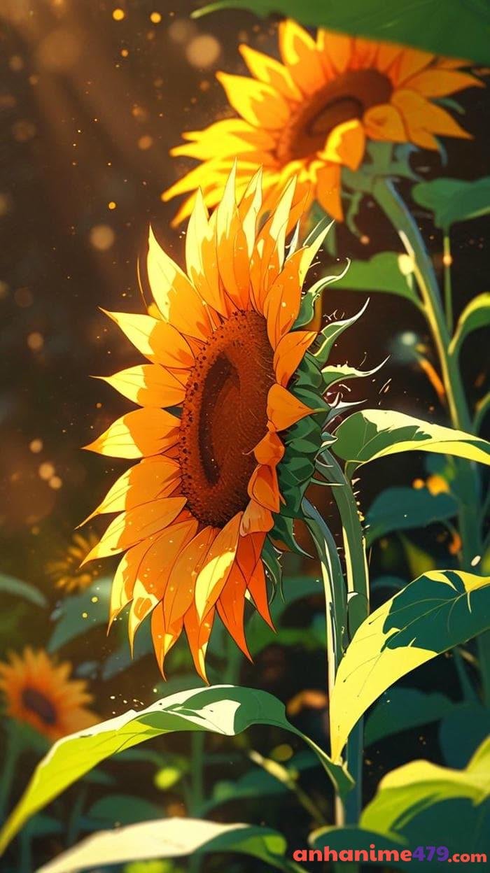 hình ảnh hoa hướng dương anime lãng mạn