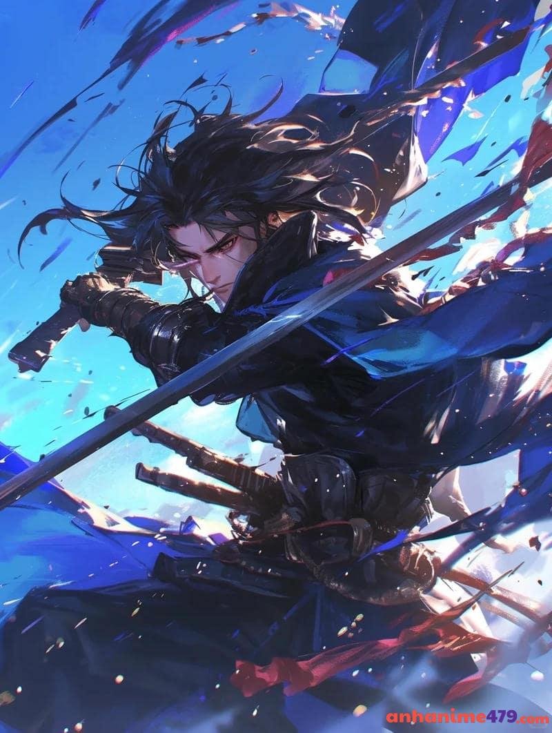 hình anime boy cầm kiếm hai tay