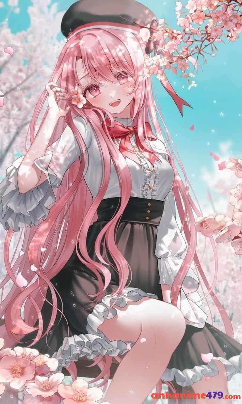 hình anime nữ tóc hồng