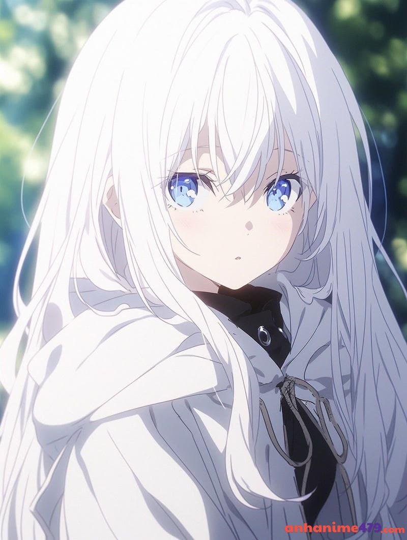 hình anime nữ tóc trắng cute