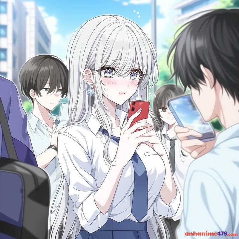 hình anime nữ tóc trắng ngầu