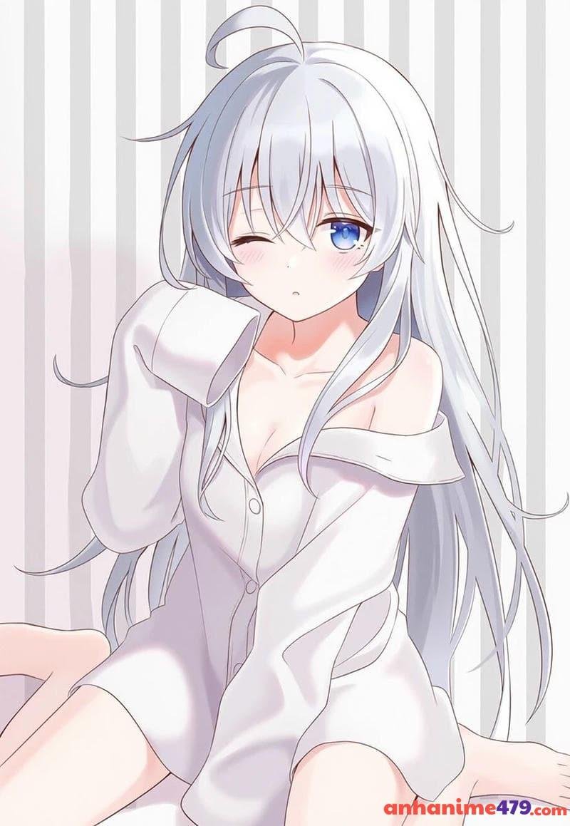 hình anime nữ tóc trắng xinh