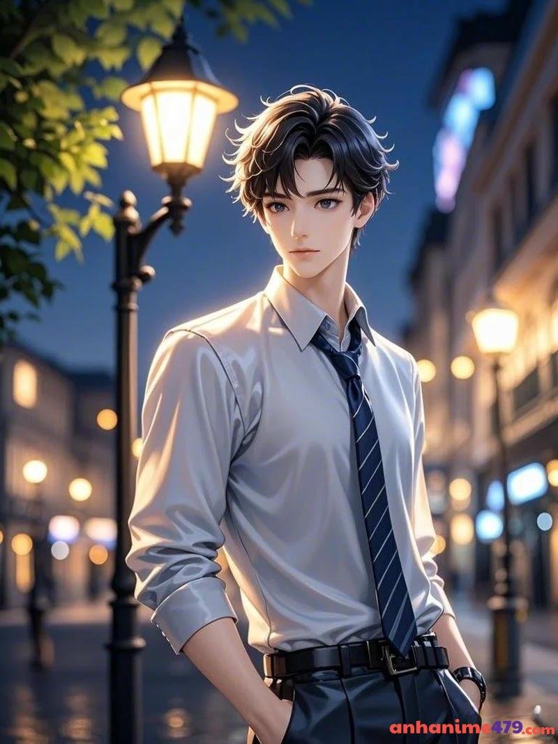 hình anime tổng tài áo sơ mi trắng