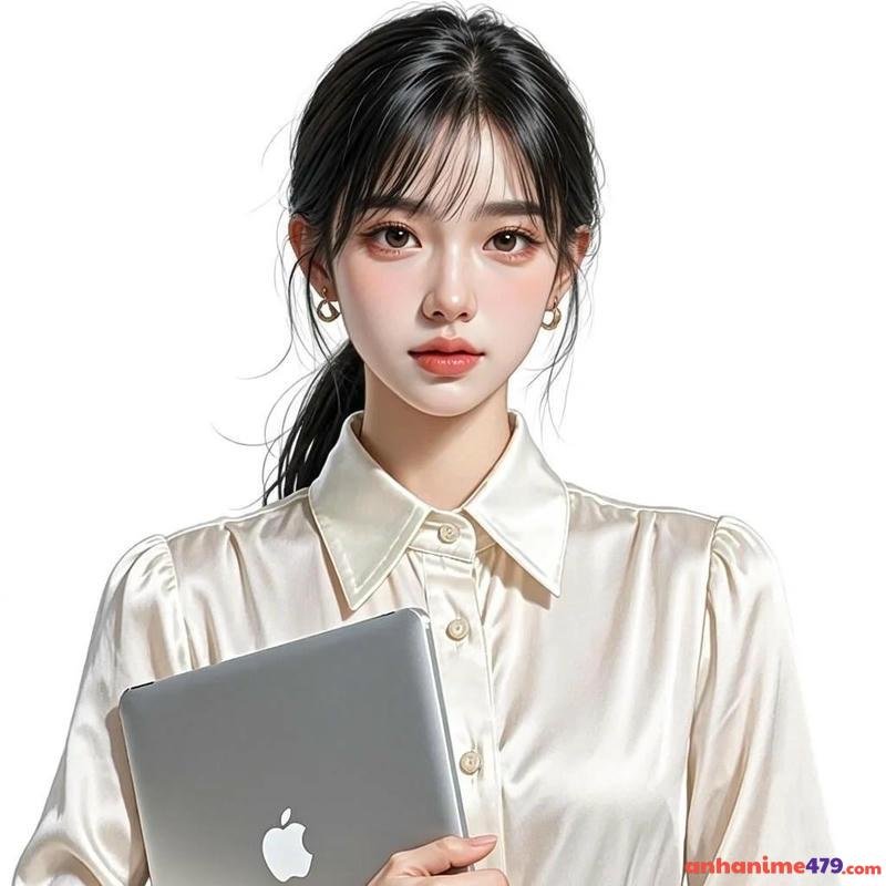 hình cô giáo anime trong văn phòng