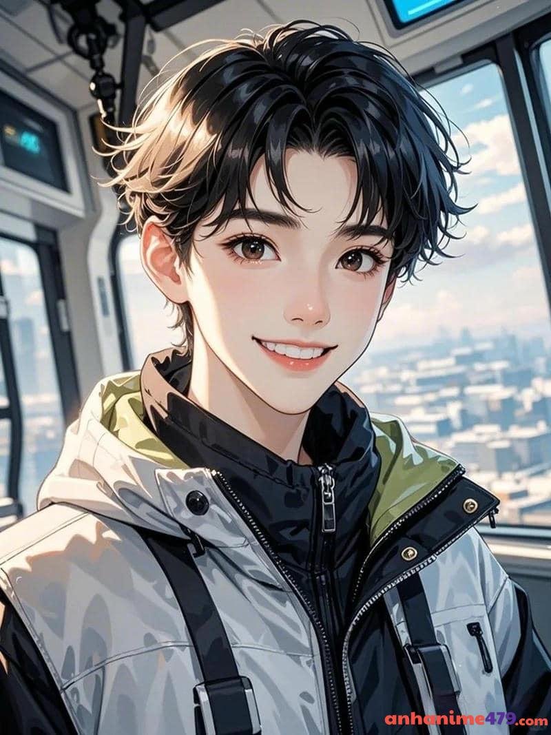 hình nền anime boy cười nhẹ