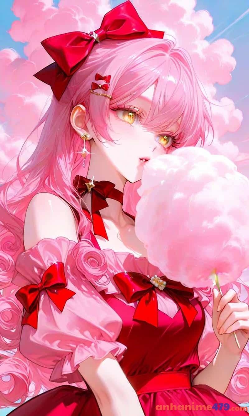 hình nền anime nữ tóc hồng