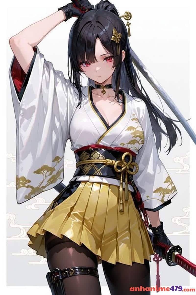 hình vẽ anime nữ cầm kiếm