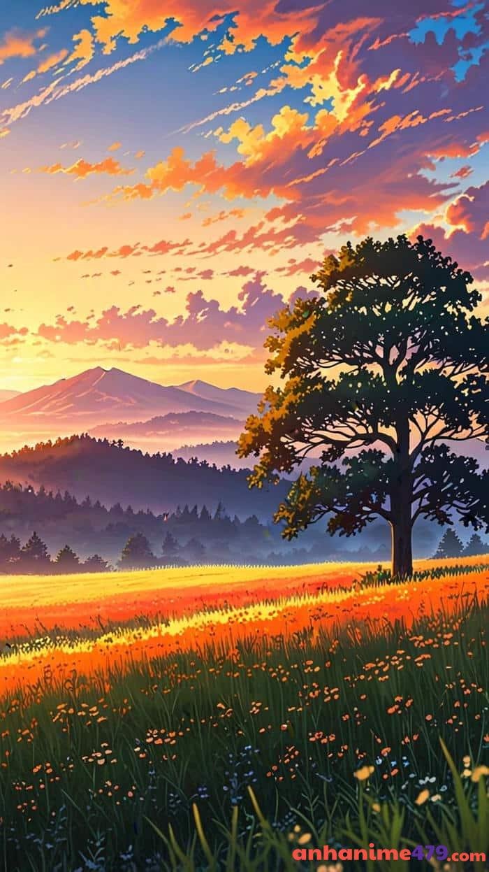 hoàng hôn anime đẹp mắt