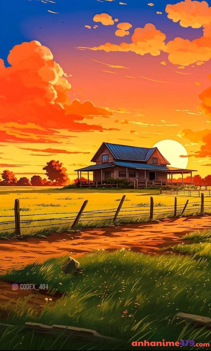 hoàng hôn anime trên biển