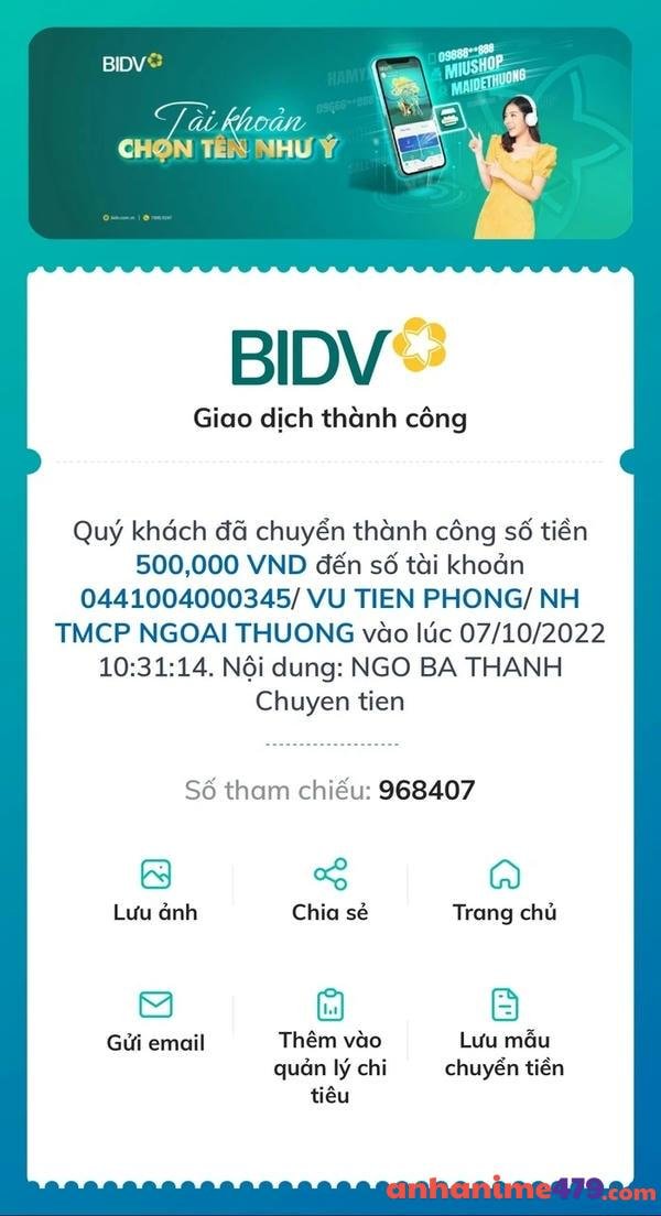 meme đã chuyển khoản