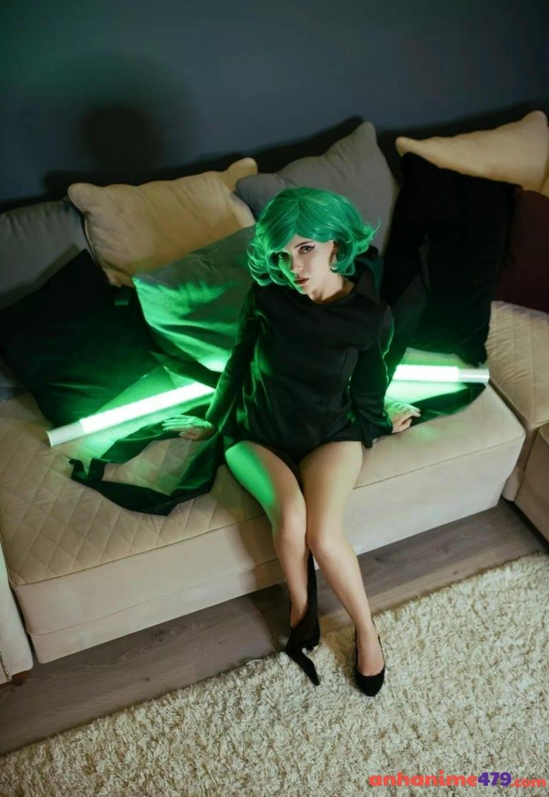 tatsumaki cosplay tóc xanh