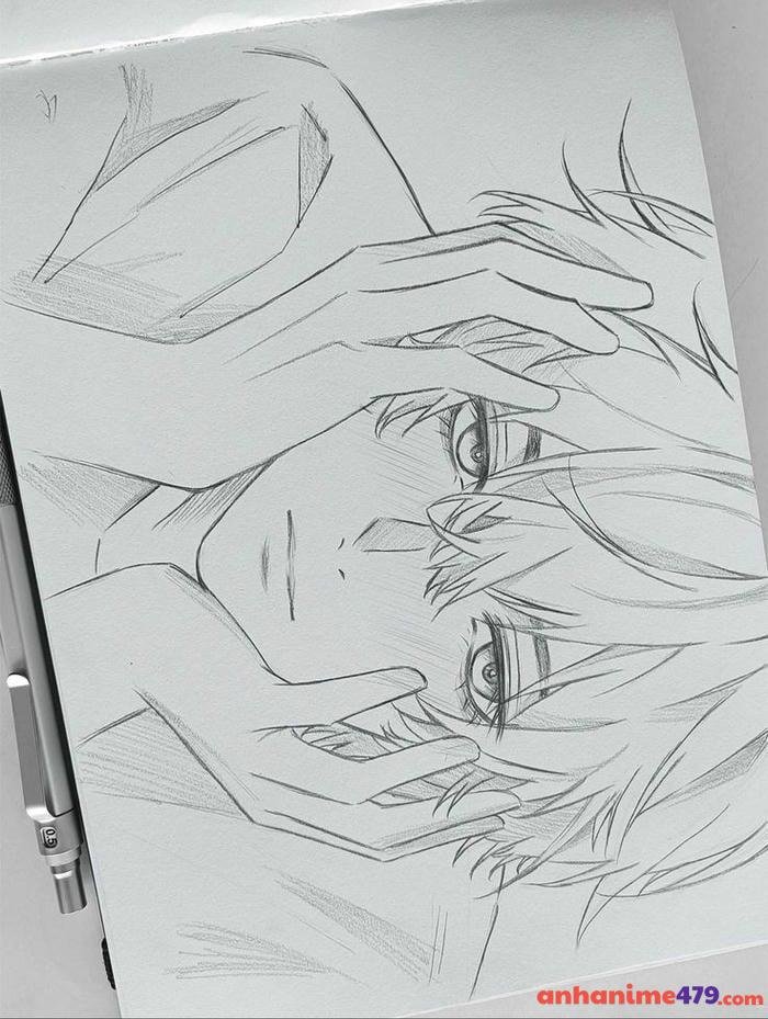 vẽ anime nam tóc đen