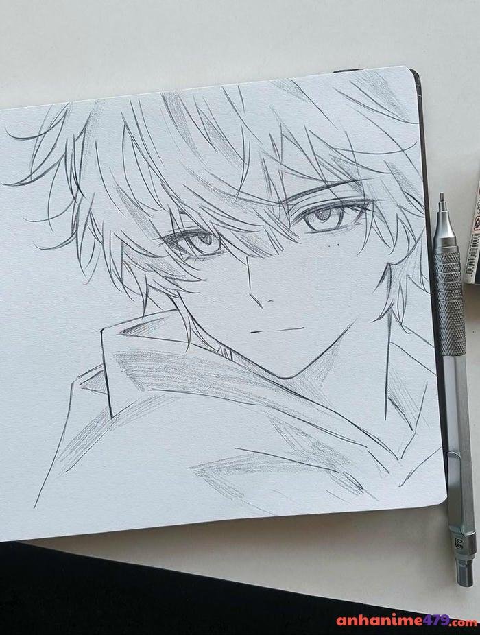 vẽ anime nam tóc trắng