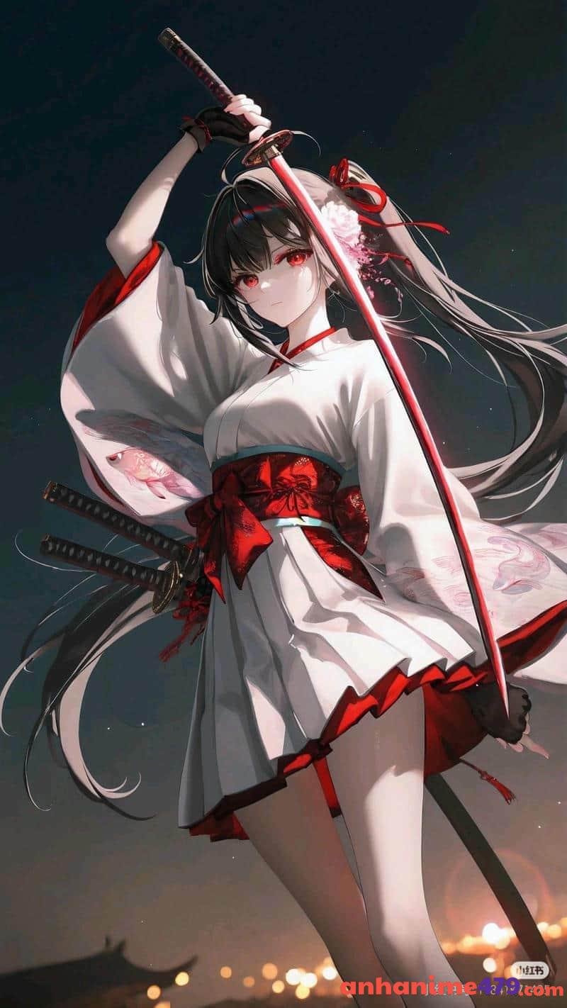 vẽ anime nữ cầm kiếm